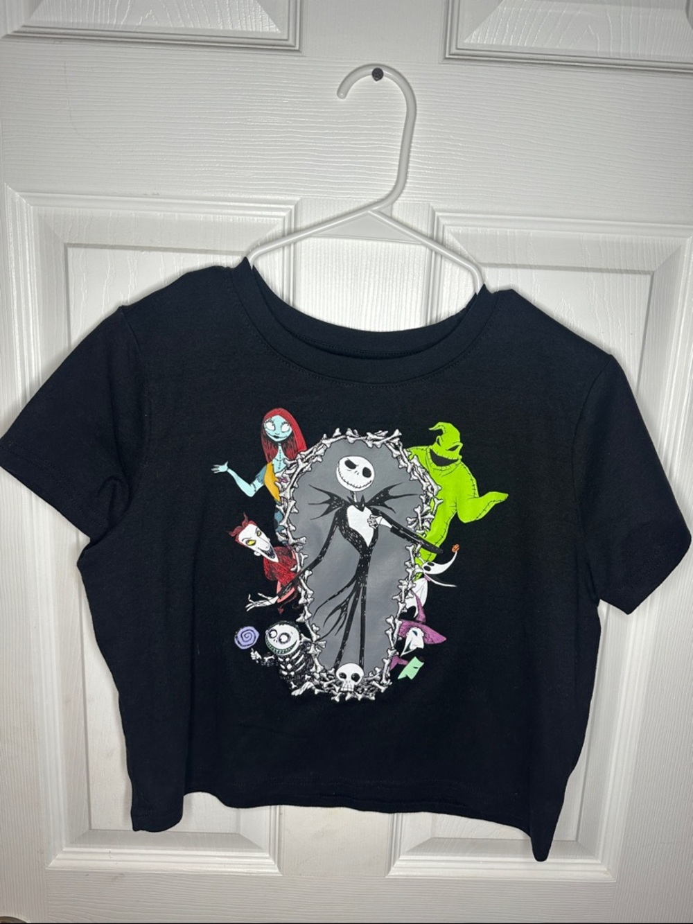 Disney The Nightmare Before Christmas Black Crop Top with Embroidery Accents